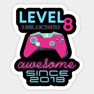 Level 8 Unlocked Awesome 2013 Video Gamer Sticker